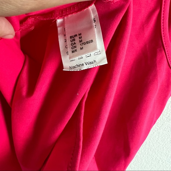 Hot Pink Harness Strappy V-Neck Tank Bodysuit - Picture 6 of 10